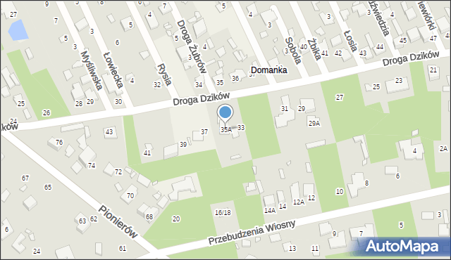 Zalesie Górne, Droga Dzików, 35A, mapa Zalesie Górne