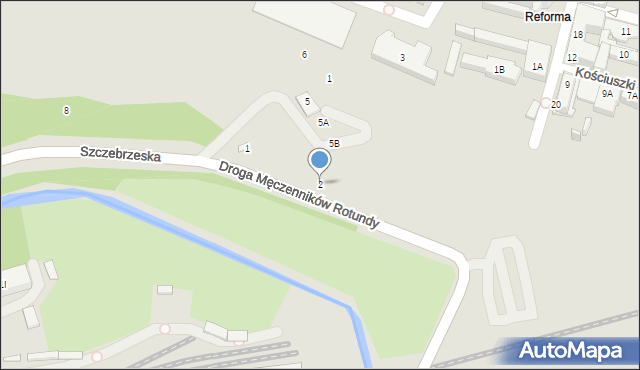 Zamość, Droga Męczenników Rotundy, 2, mapa Zamościa