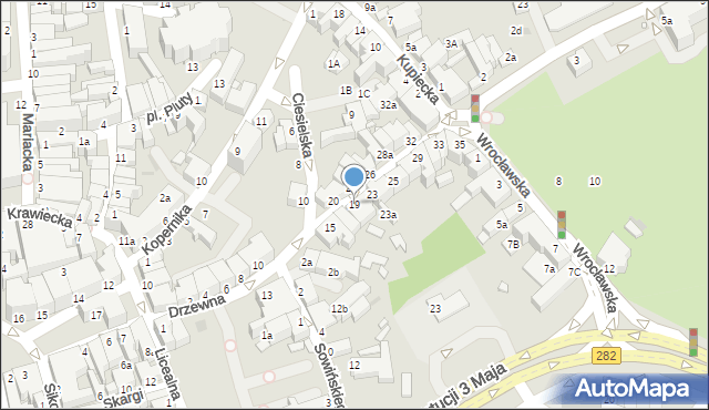 Zielona Góra, Drzewna, 19, mapa Zielona Góra