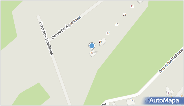 Zielona Góra, Drzonków-Agrestowa, 21, mapa Zielona Góra