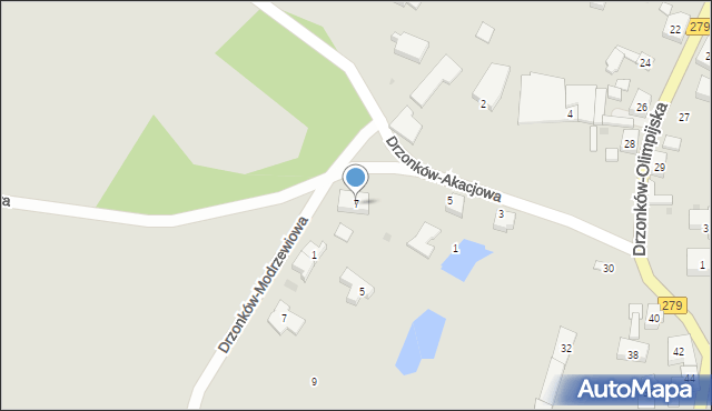 Zielona Góra, Drzonków-Akacjowa, 7, mapa Zielona Góra