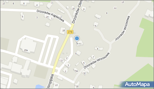 Zielona Góra, Drzonków-Boczna, 7, mapa Zielona Góra