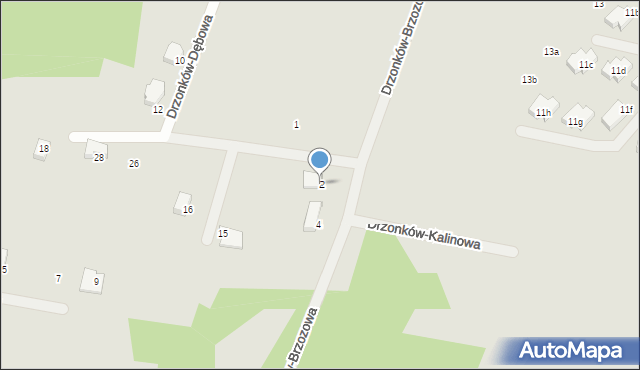 Zielona Góra, Drzonków-Brzozowa, 2, mapa Zielona Góra