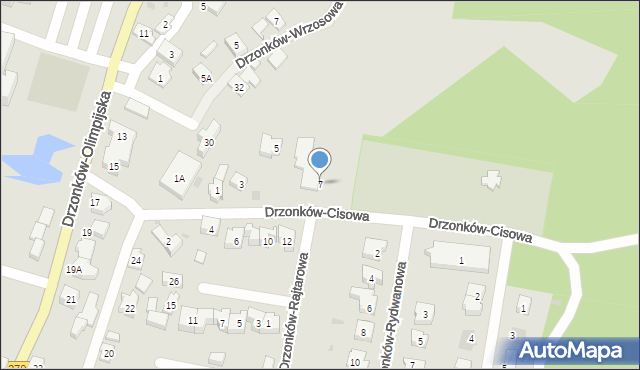 Zielona Góra, Drzonków-Cisowa, 7, mapa Zielona Góra