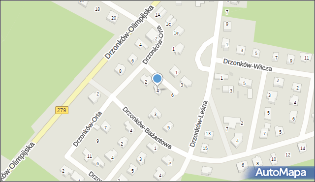 Zielona Góra, Drzonków-Czyżykowa, 4, mapa Zielona Góra
