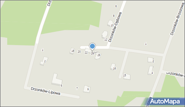 Zielona Góra, Drzonków-Dębowa, 24, mapa Zielona Góra