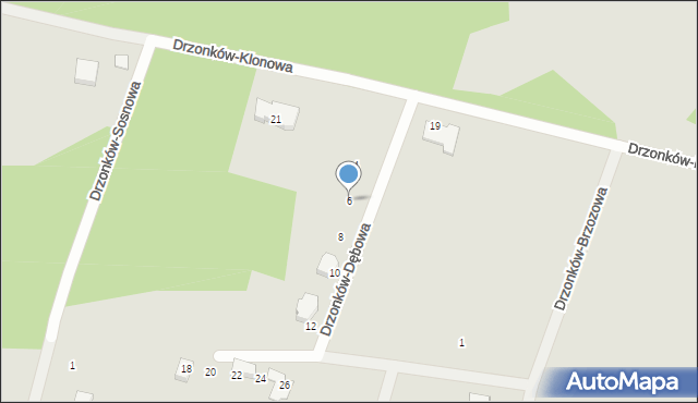 Zielona Góra, Drzonków-Dębowa, 6, mapa Zielona Góra