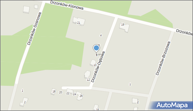 Zielona Góra, Drzonków-Dębowa, 8, mapa Zielona Góra