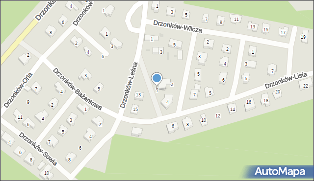 Zielona Góra, Drzonków-Gajowa, 7, mapa Zielona Góra