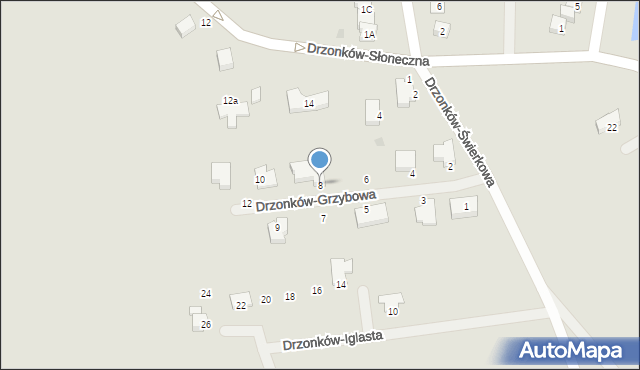 Zielona Góra, Drzonków-Grzybowa, 8, mapa Zielona Góra