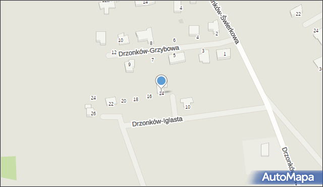 Zielona Góra, Drzonków-Iglasta, 14, mapa Zielona Góra