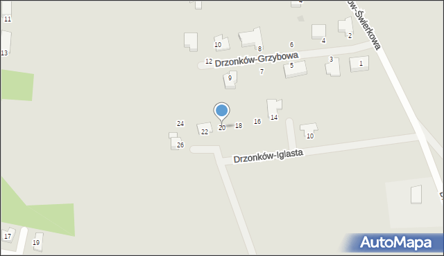 Zielona Góra, Drzonków-Iglasta, 20, mapa Zielona Góra