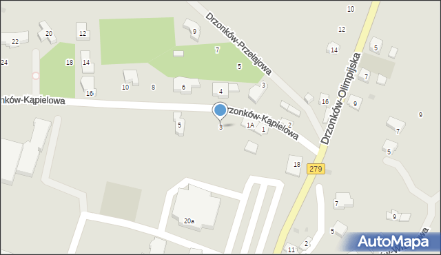 Zielona Góra, Drzonków-Kąpielowa, 3, mapa Zielona Góra