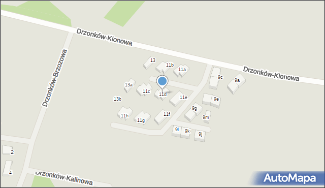 Zielona Góra, Drzonków-Kasztanowa, 11d, mapa Zielona Góra
