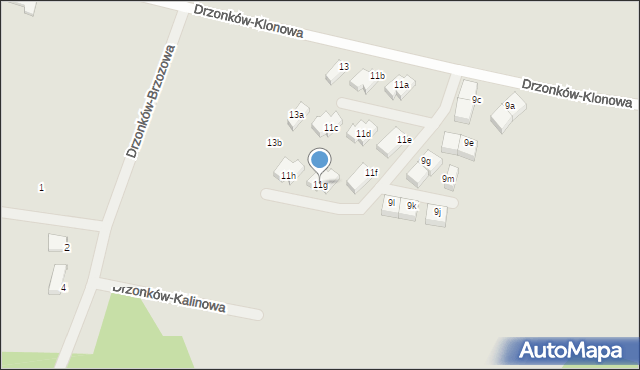 Zielona Góra, Drzonków-Klonowa, 11g, mapa Zielona Góra