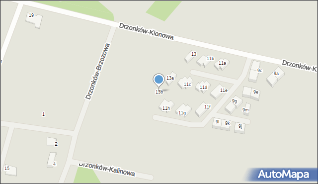 Zielona Góra, Drzonków-Klonowa, 13b, mapa Zielona Góra