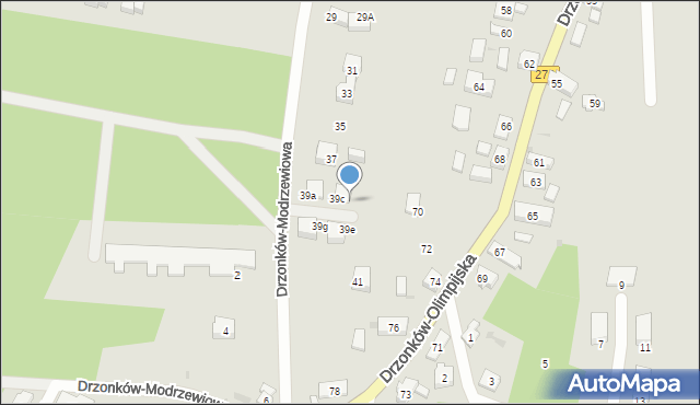 Zielona Góra, Drzonków-Modrzewiowa, 39d, mapa Zielona Góra