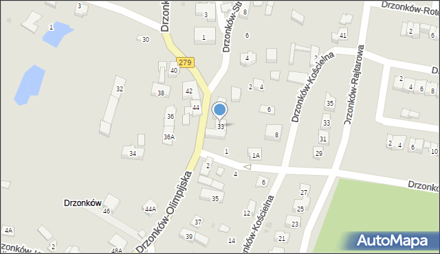 Zielona Góra, Drzonków-Olimpijska, 33, mapa Zielona Góra
