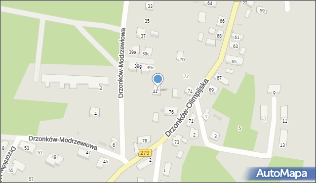 Zielona Góra, Drzonków-Olimpijska, 76a, mapa Zielona Góra