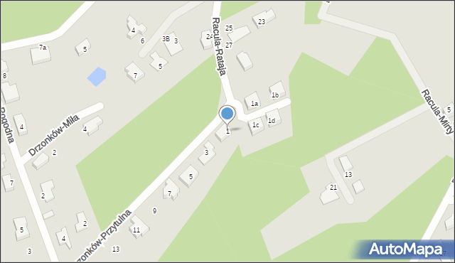 Zielona Góra, Drzonków-Przytulna, 1, mapa Zielona Góra