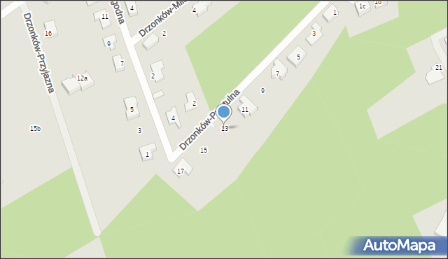 Zielona Góra, Drzonków-Przytulna, 13, mapa Zielona Góra