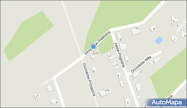 Zielona Góra, Drzonków-Radosna, 11, mapa Zielona Góra