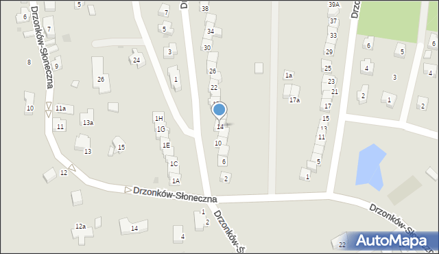 Zielona Góra, Drzonków-Rajtarowa, 14, mapa Zielona Góra
