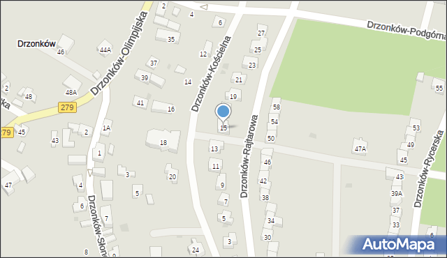Zielona Góra, Drzonków-Rajtarowa, 15, mapa Zielona Góra