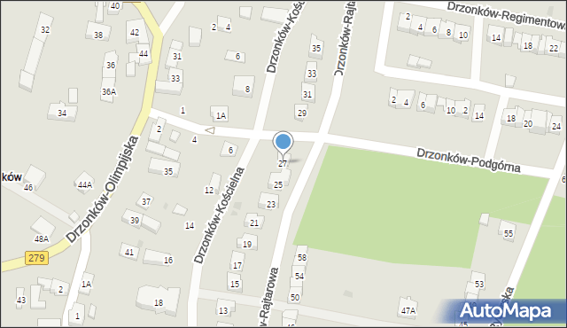 Zielona Góra, Drzonków-Rajtarowa, 27, mapa Zielona Góra