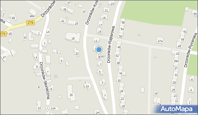 Zielona Góra, Drzonków-Rajtarowa, 9, mapa Zielona Góra