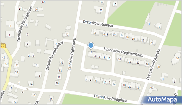 Zielona Góra, Drzonków-Regimentowa, 2, mapa Zielona Góra