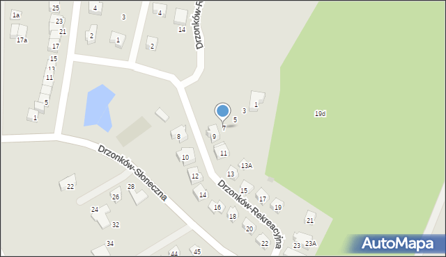 Zielona Góra, Drzonków-Rekreacyjna, 7, mapa Zielona Góra