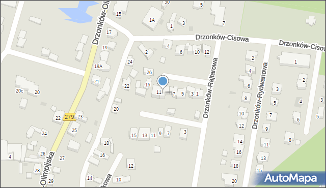 Zielona Góra, Drzonków-Rybałtowa, 9, mapa Zielona Góra