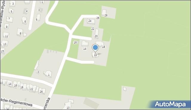 Zielona Góra, Drzonków-Rycerska, 12, mapa Zielona Góra