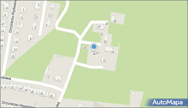 Zielona Góra, Drzonków-Rycerska, 14, mapa Zielona Góra