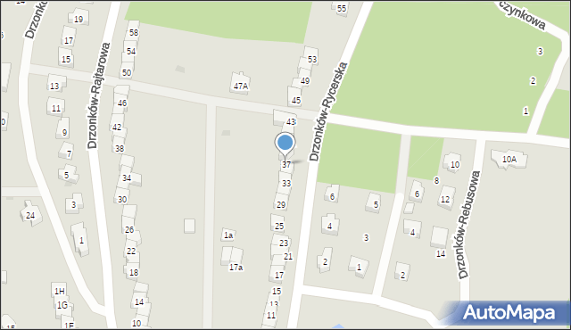 Zielona Góra, Drzonków-Rycerska, 37, mapa Zielona Góra