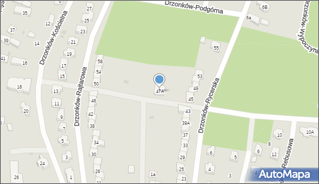 Zielona Góra, Drzonków-Rycerska, 47A, mapa Zielona Góra