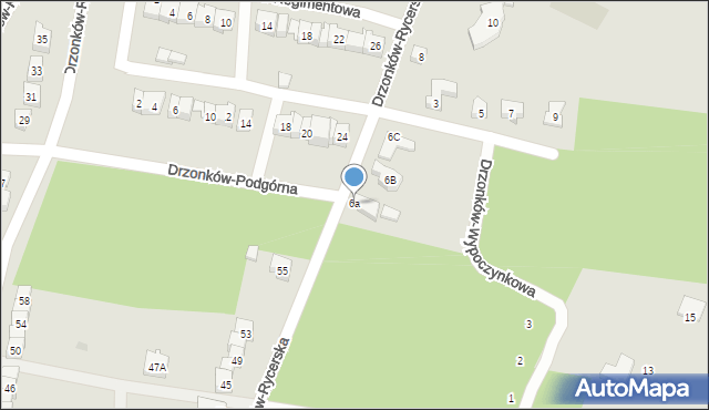 Zielona Góra, Drzonków-Rycerska, 6a, mapa Zielona Góra