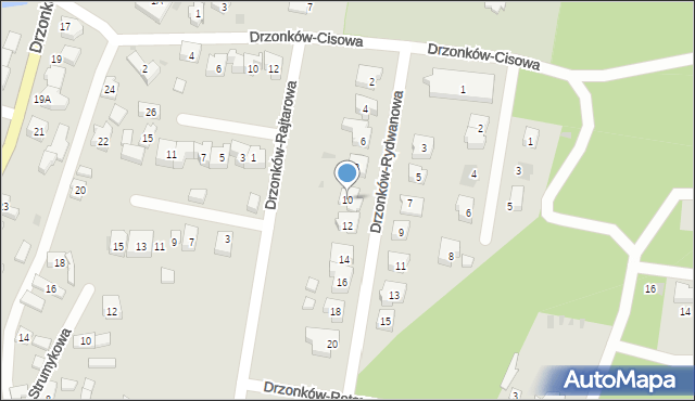 Zielona Góra, Drzonków-Rydwanowa, 10, mapa Zielona Góra