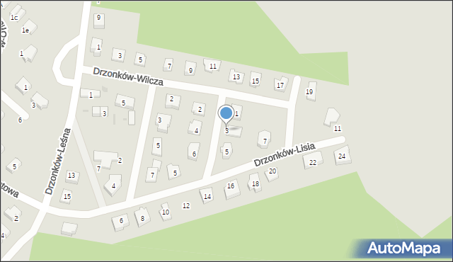 Zielona Góra, Drzonków-Sarnia, 3, mapa Zielona Góra