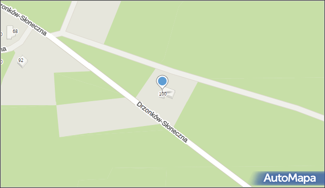 Zielona Góra, Drzonków-Słoneczna, 100, mapa Zielona Góra
