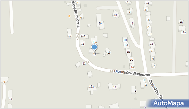 Zielona Góra, Drzonków-Słoneczna, 13, mapa Zielona Góra