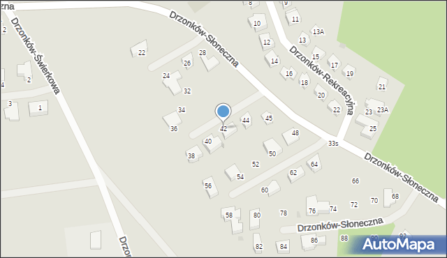 Zielona Góra, Drzonków-Słoneczna, 42, mapa Zielona Góra