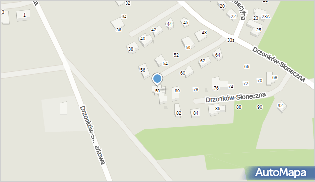 Zielona Góra, Drzonków-Słoneczna, 58, mapa Zielona Góra