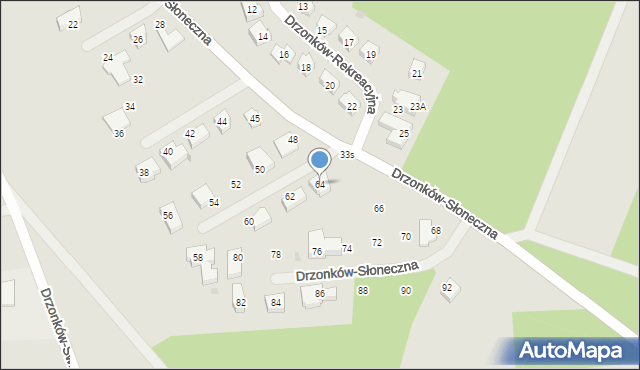 Zielona Góra, Drzonków-Słoneczna, 64, mapa Zielona Góra