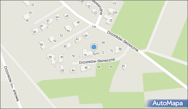 Zielona Góra, Drzonków-Słoneczna, 74, mapa Zielona Góra