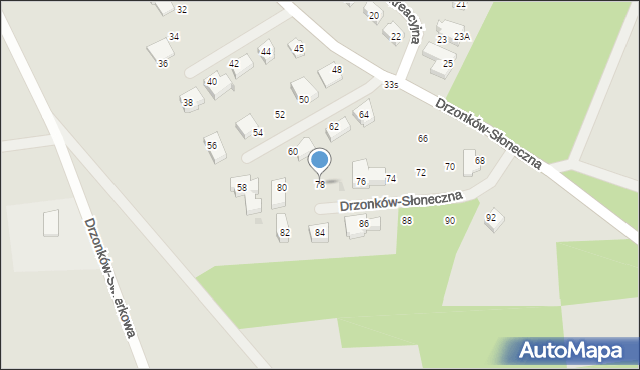 Zielona Góra, Drzonków-Słoneczna, 78, mapa Zielona Góra