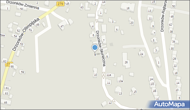 Zielona Góra, Drzonków-Słoneczna, 8, mapa Zielona Góra