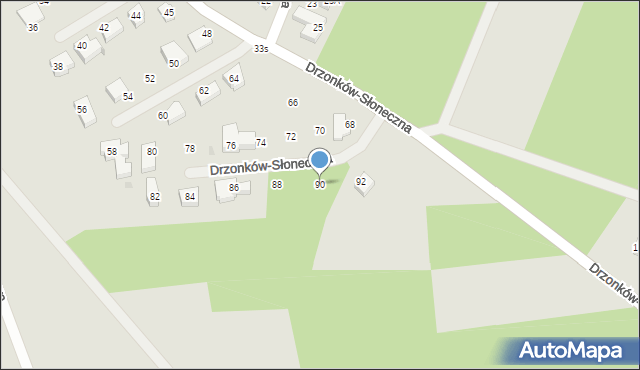 Zielona Góra, Drzonków-Słoneczna, 90, mapa Zielona Góra