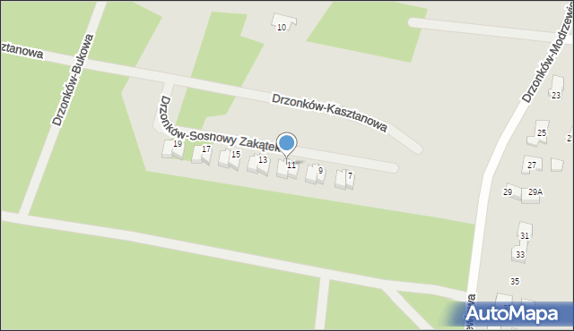 Zielona Góra, Drzonków-Sosnowy Zakątek, 11a, mapa Zielona Góra